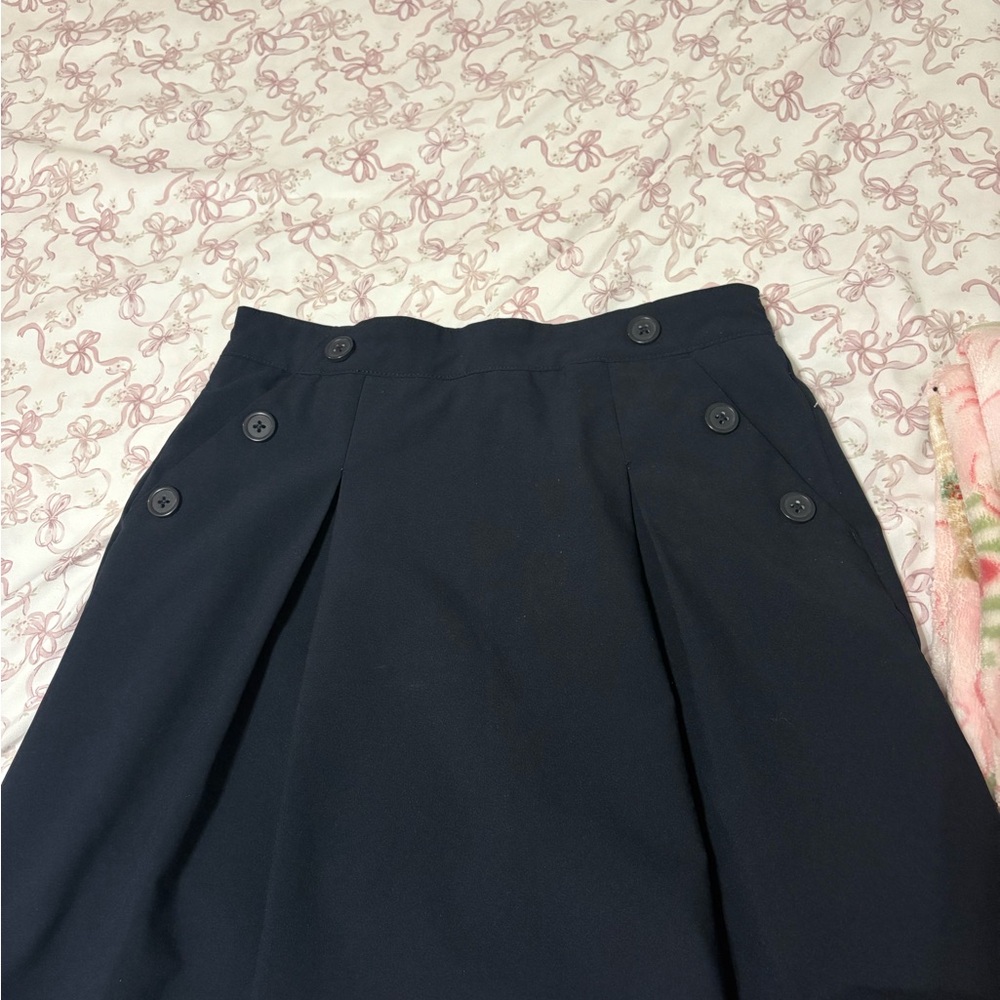 Nautica Navy A-Line Button-Accent Skirt